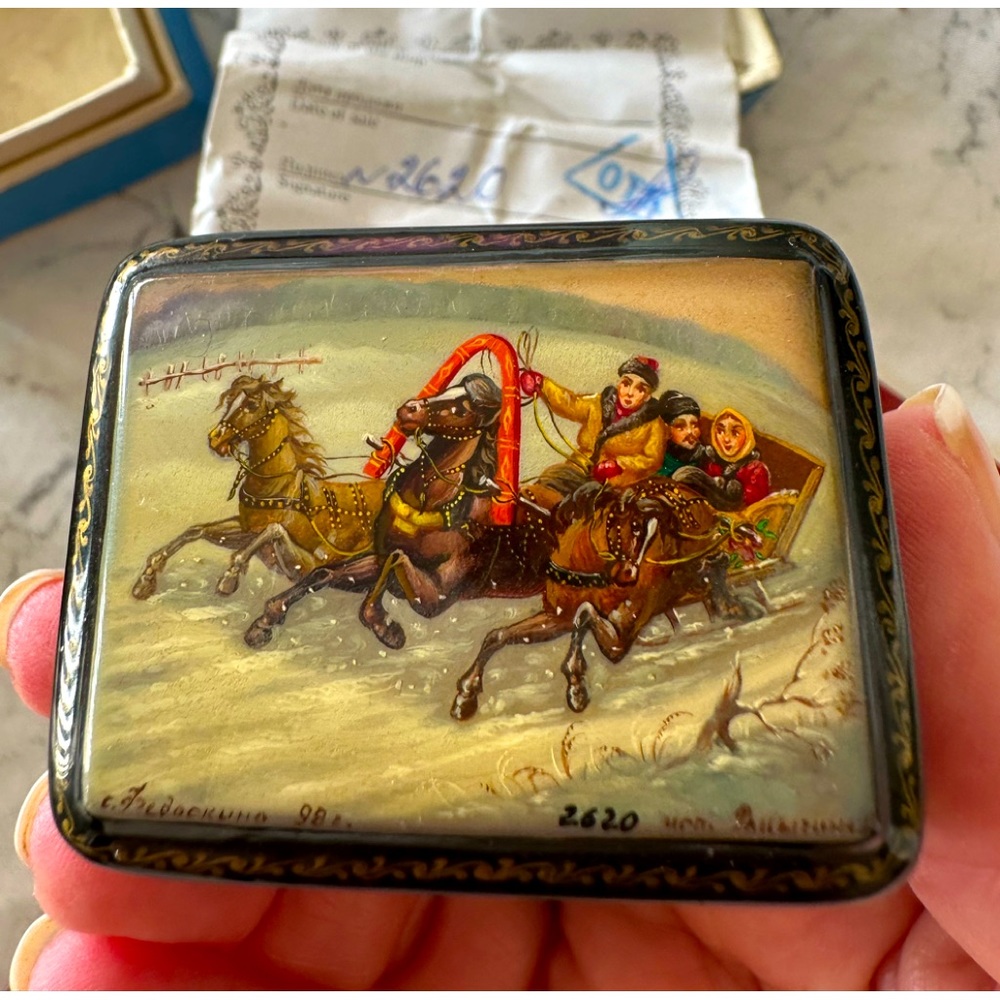 Rare; Russian Collectible Handmade Trinket Box